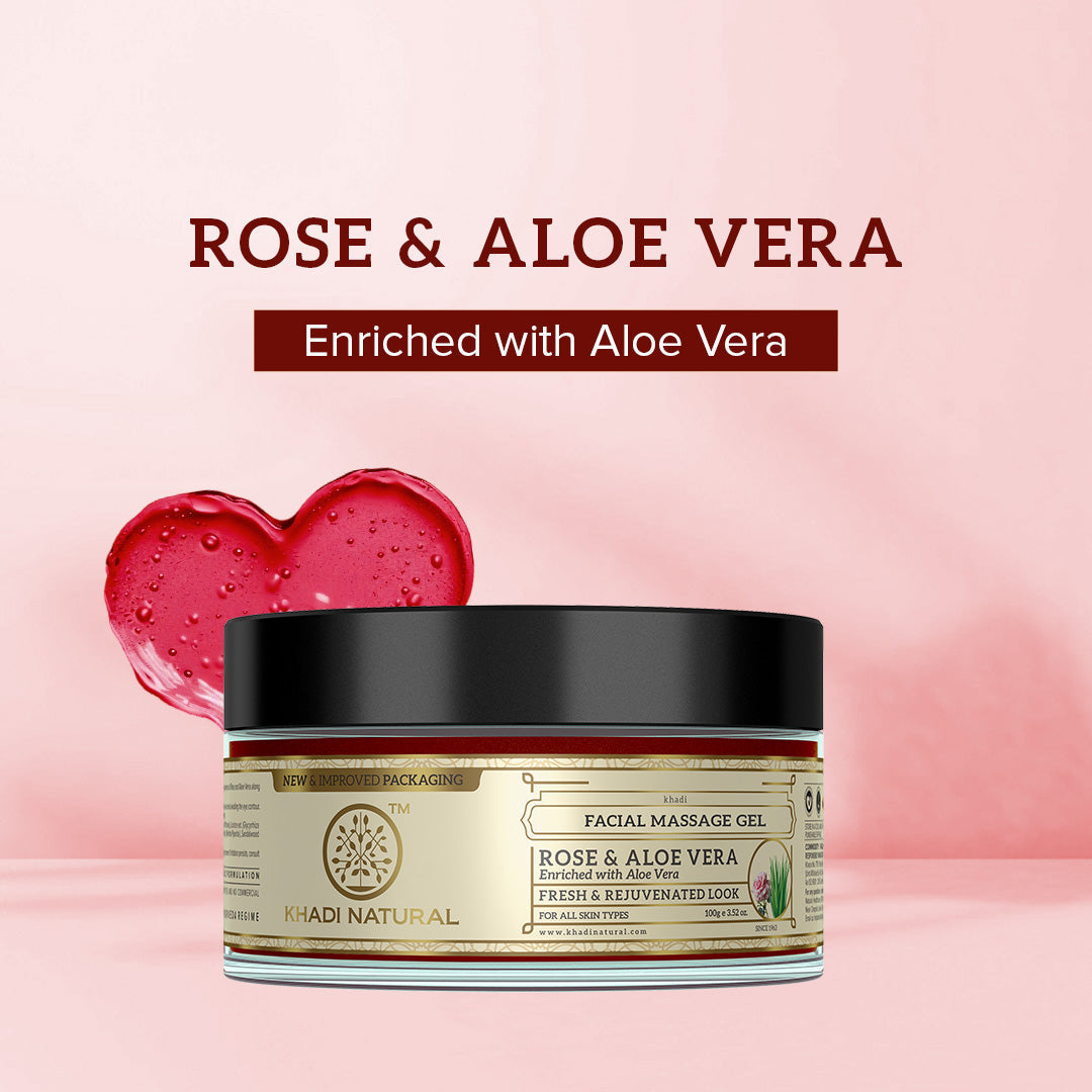 Khadi Natural Rose Aloe Vera Face Massage Gel Combo Pack Of 2 – 100gm Each - Image 7 - Buy from Indicrest