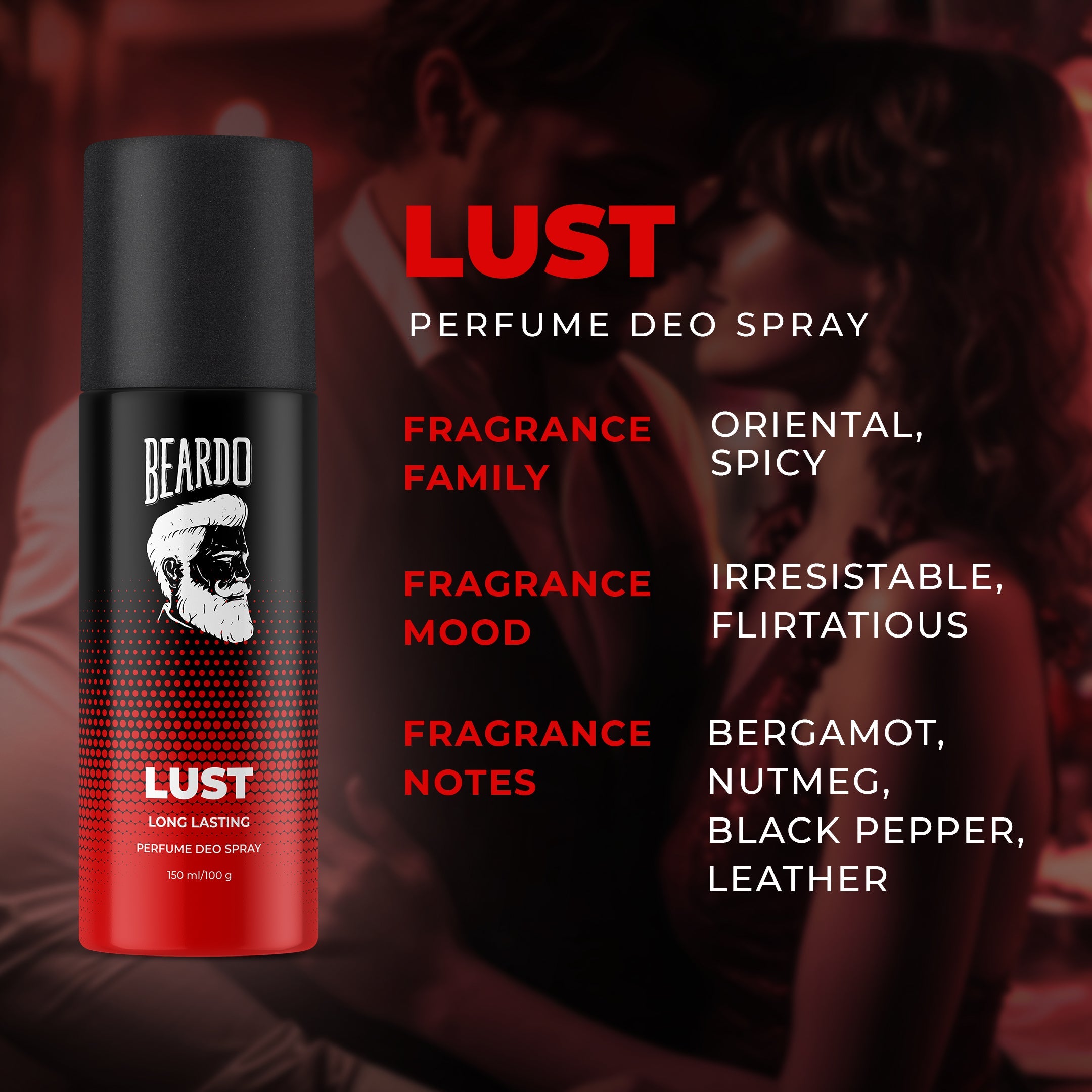 Beardo Lust Perfume Deo Spray, 150ml - Image 3 - Buy from Indicrest
