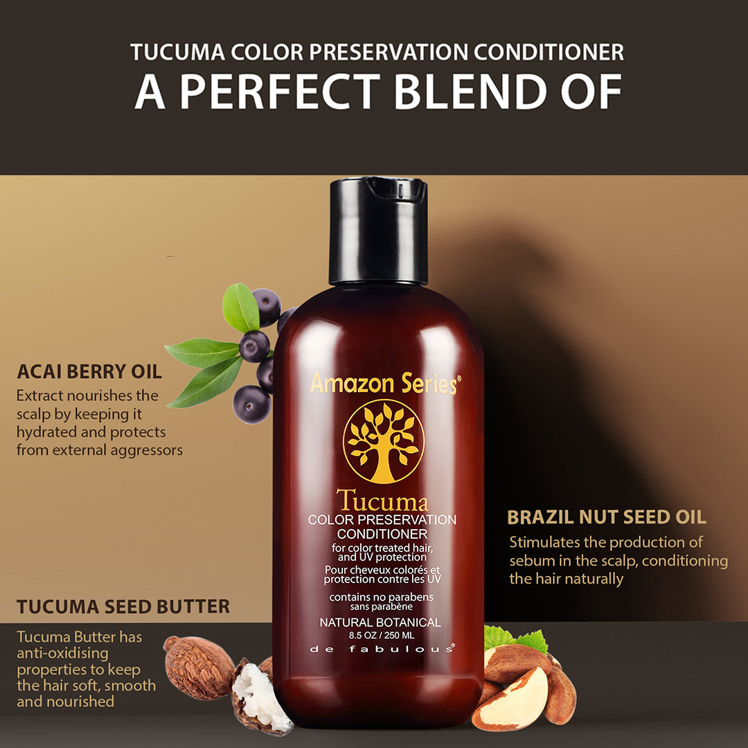 De Fabulous Amazon Series Tucuma Color Preservation Shampoo 250ml + Conditioner 250ml - Image 3 - Buy from Indicrest