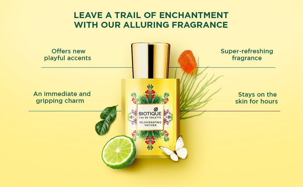 Biotique Rejuvenating Vetiver Eau De Toilette, 50ml - Image 5 - Buy from Indicrest