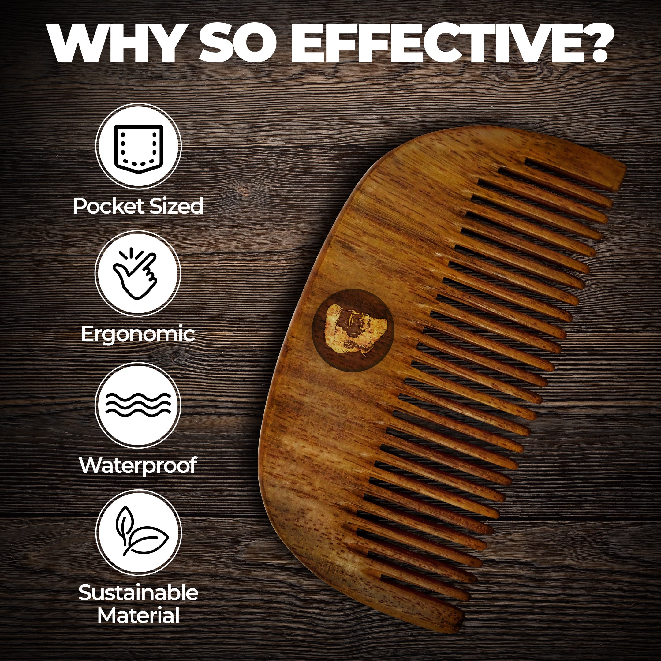 Beardo Compact Sheesham Beard Comb - Image 3 - Buy from Indicrest