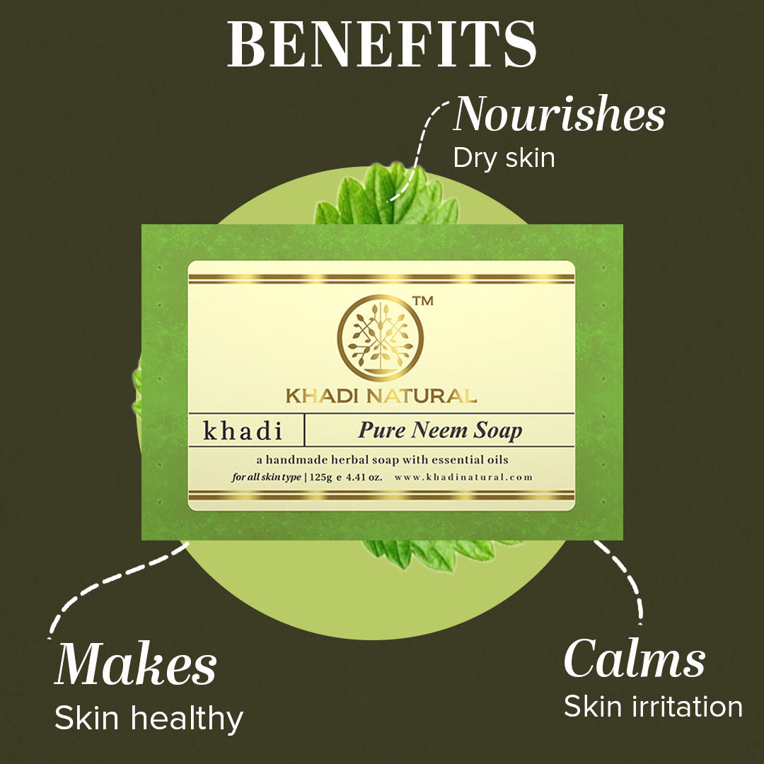 Khadi Natural Pure Neem Soap Combo Pack Of 8 – 125gm Each - Image 2 - Buy from Indicrest