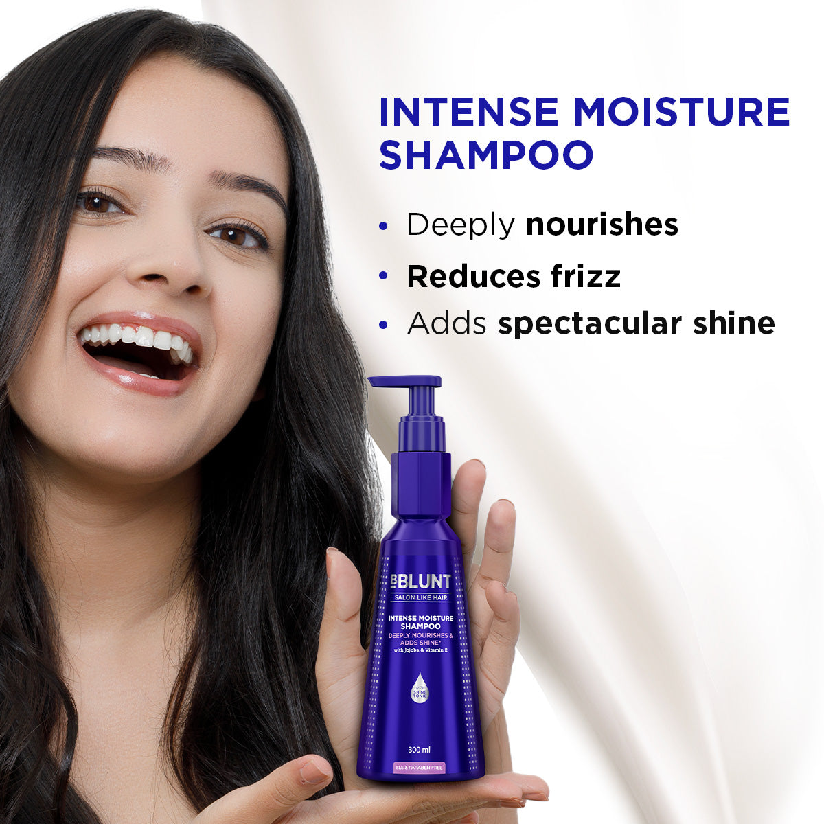 Bblunt Intense Moisture Shampoo with Jojoba and Vitamin E for Dry & Frizzy Hair, 650ml - Image 4 - Buy from Indicrest