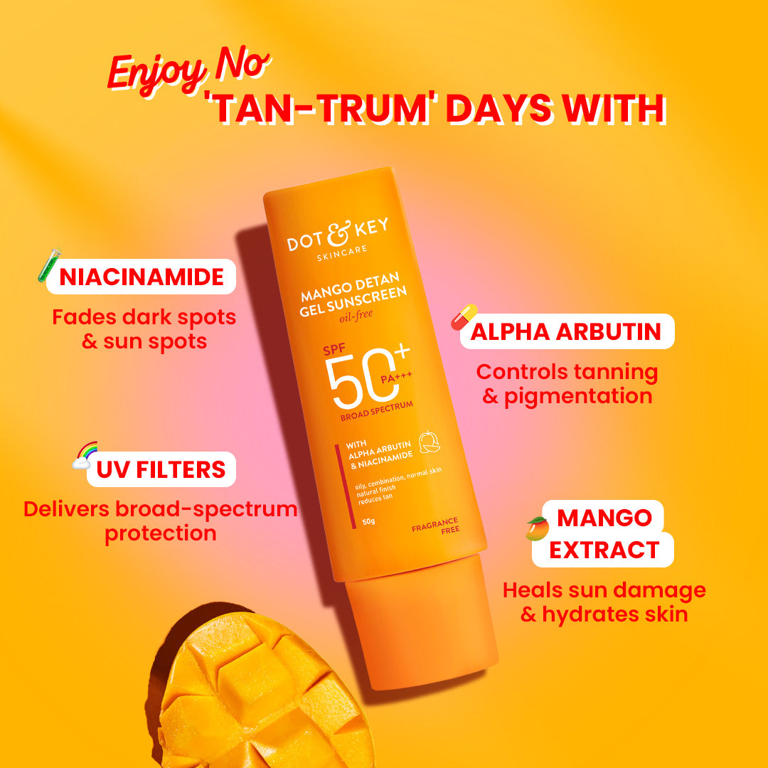Dot & Key Mango + Detan Gel Sunscreen (Oil Free) SPF 50+ PA+++, 50g