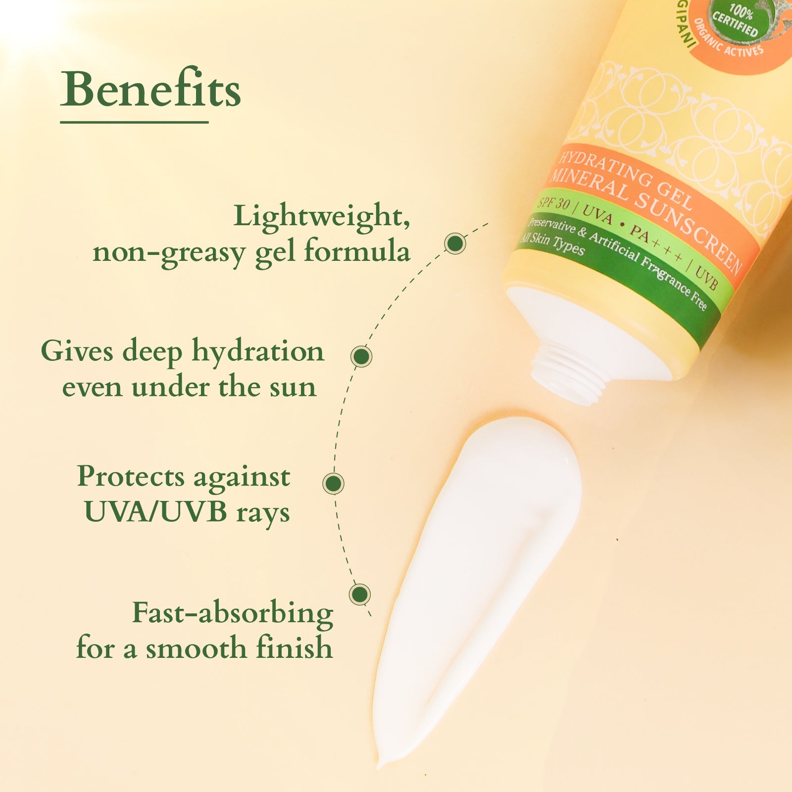 Lotus Herbals Organics+ Hydrating Gel Mineral Sunscreen SPF 30 PA+++, 100g