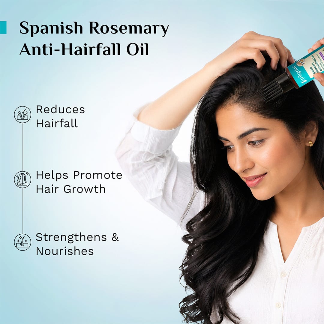 Pilgrim Spanish Rosemary Anti-Hairfall Oil with Biotin & Triple-Oil Nourishment, 100ml - Image 3 - Buy from Indicrest