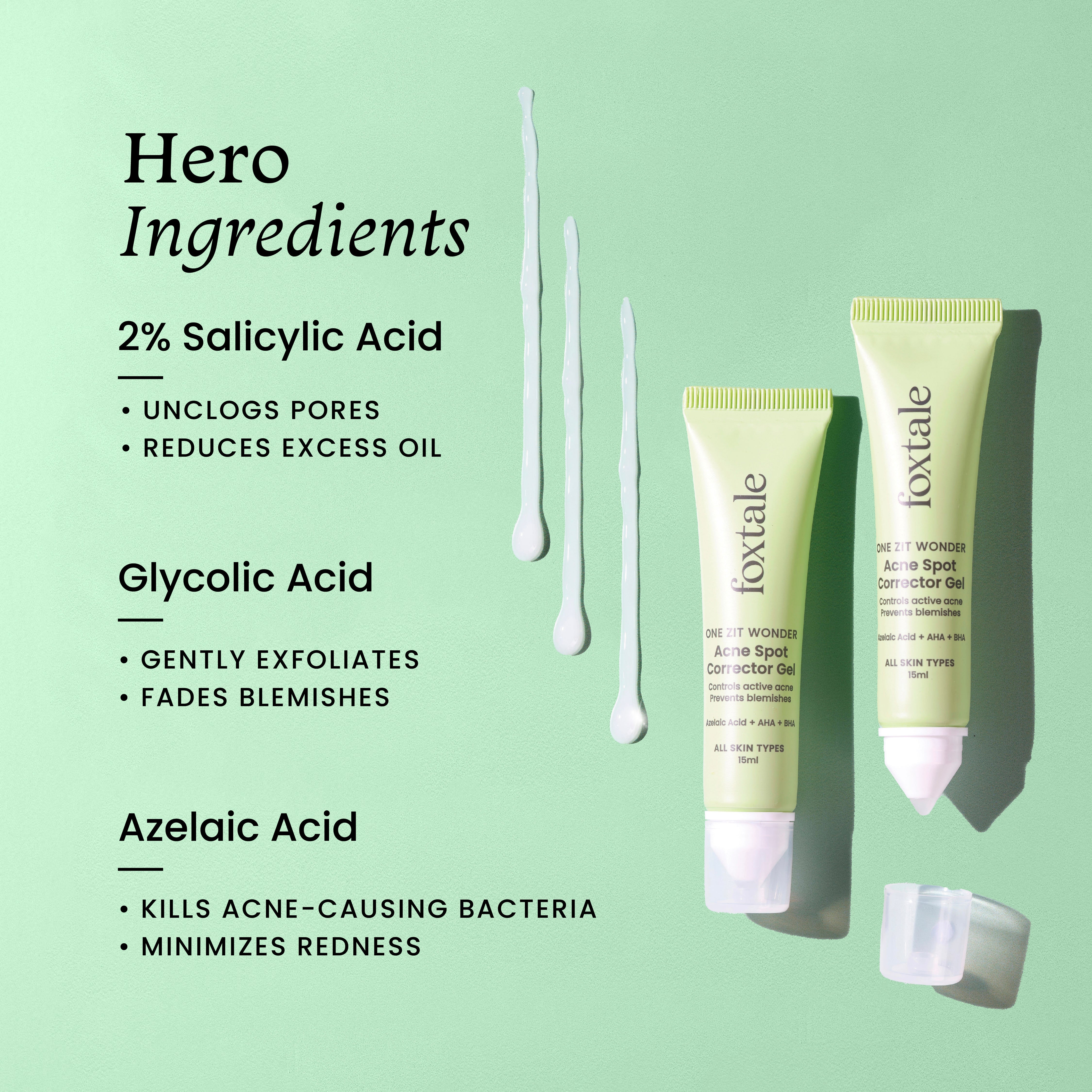 Foxtale Acne Spot Corrector with Salicylic Acid Shrinks and treats active acne in 12 hours | 15ml - Image 3 - Buy from Indicrest