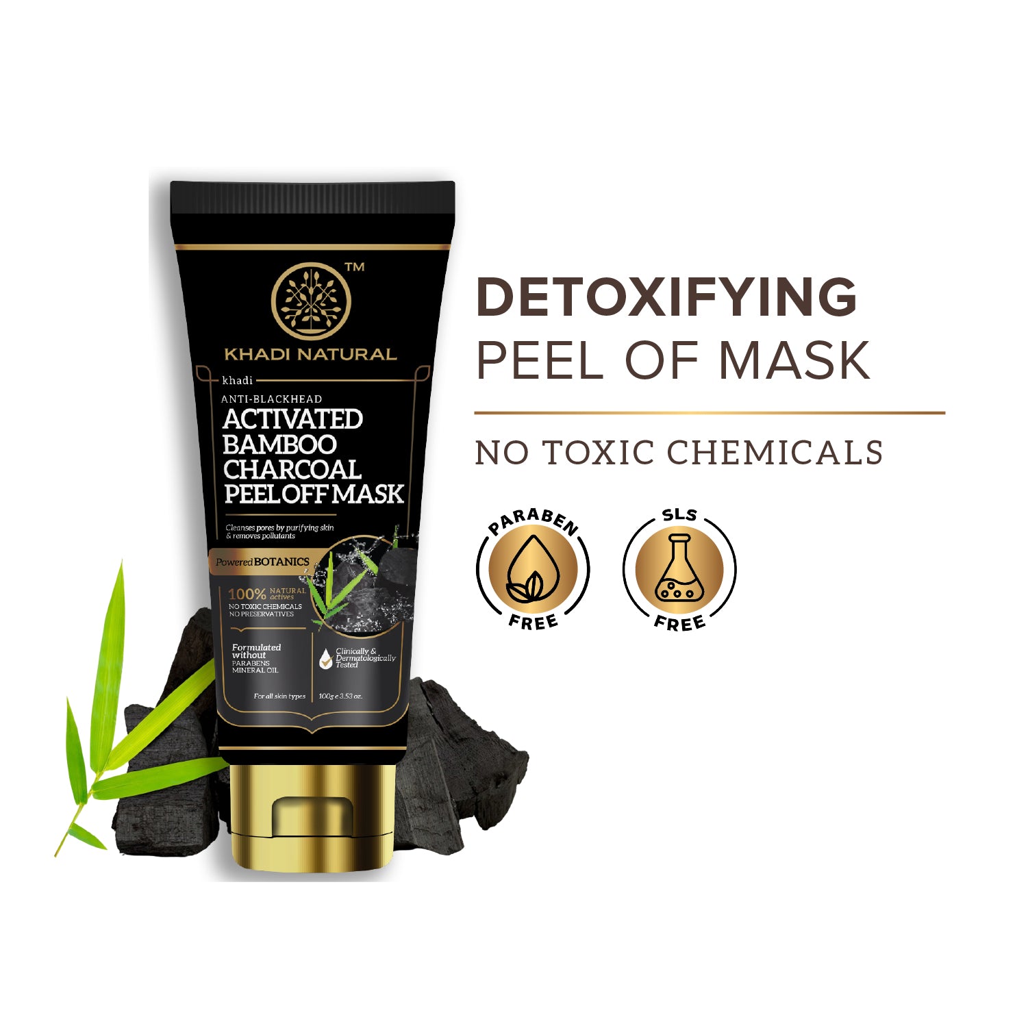 Khadi Natural Activated Bamboo Charcoal Peel Off Mask - 100gm - Image 5 - Buy from Indicrest