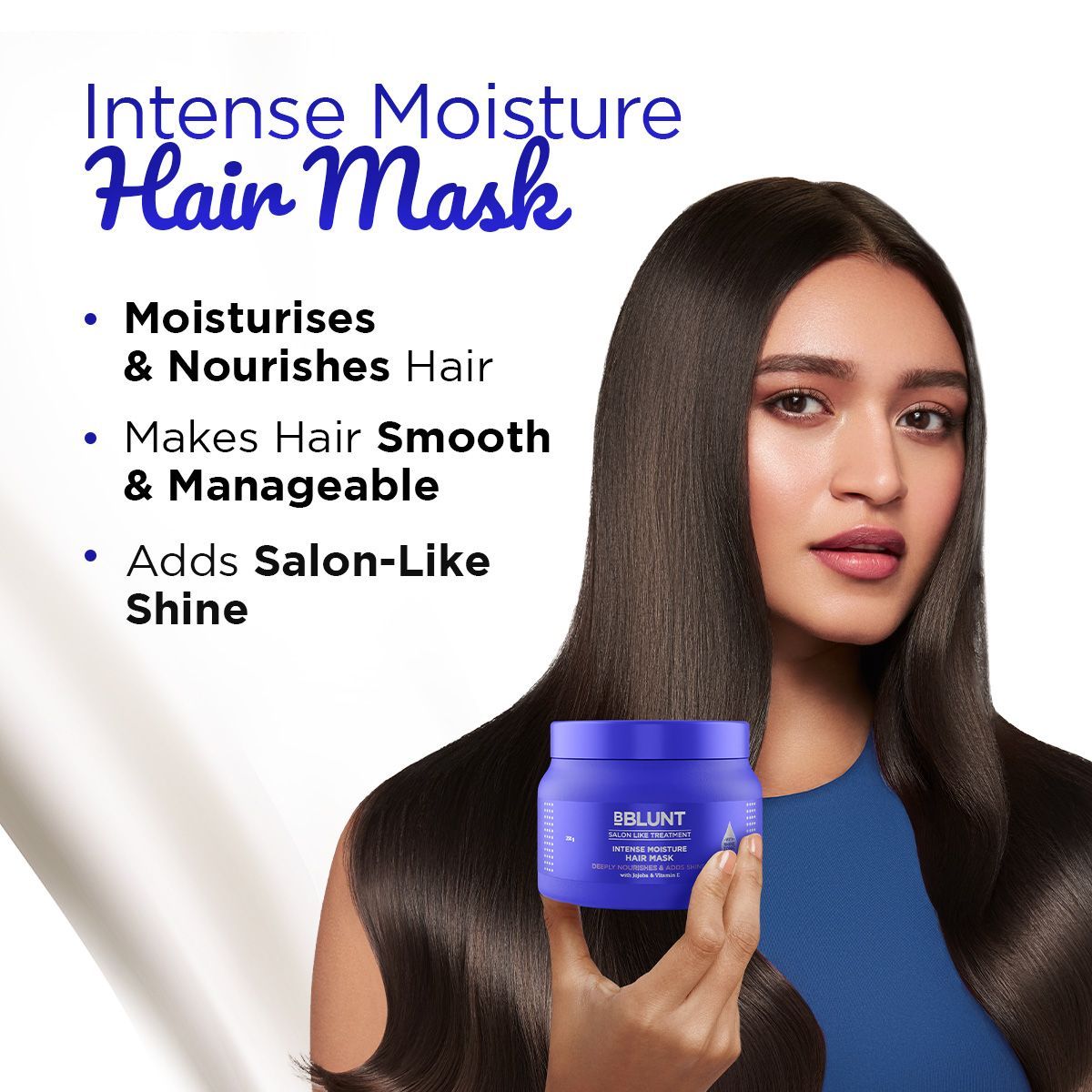 Bblunt Intense Moisture Hair Mask with Jojoba Oil & Vitamin E for Nourished & Shiny Hair Pack of 2 X 250g - Image 2 - Buy from Indicrest