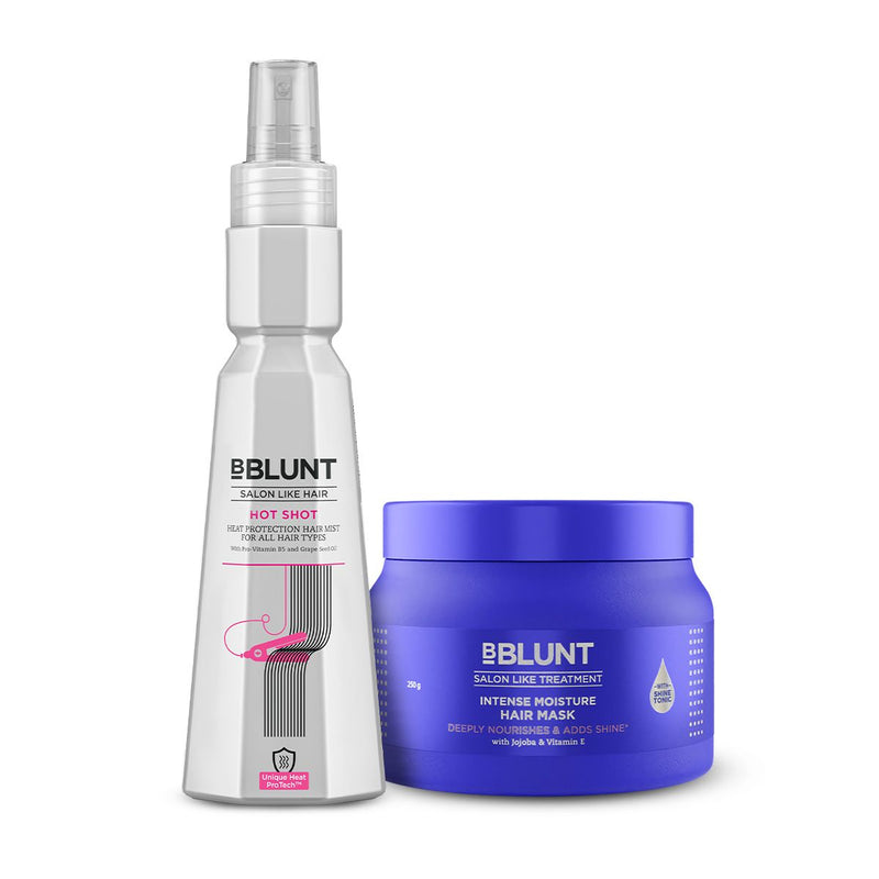 Bblunt BBLUNT Protect & Nourish Combo Hot Shot Heat Protection Mist 150ml, Intense Moisture Hair Mask, 250g - Buy from Indicrest