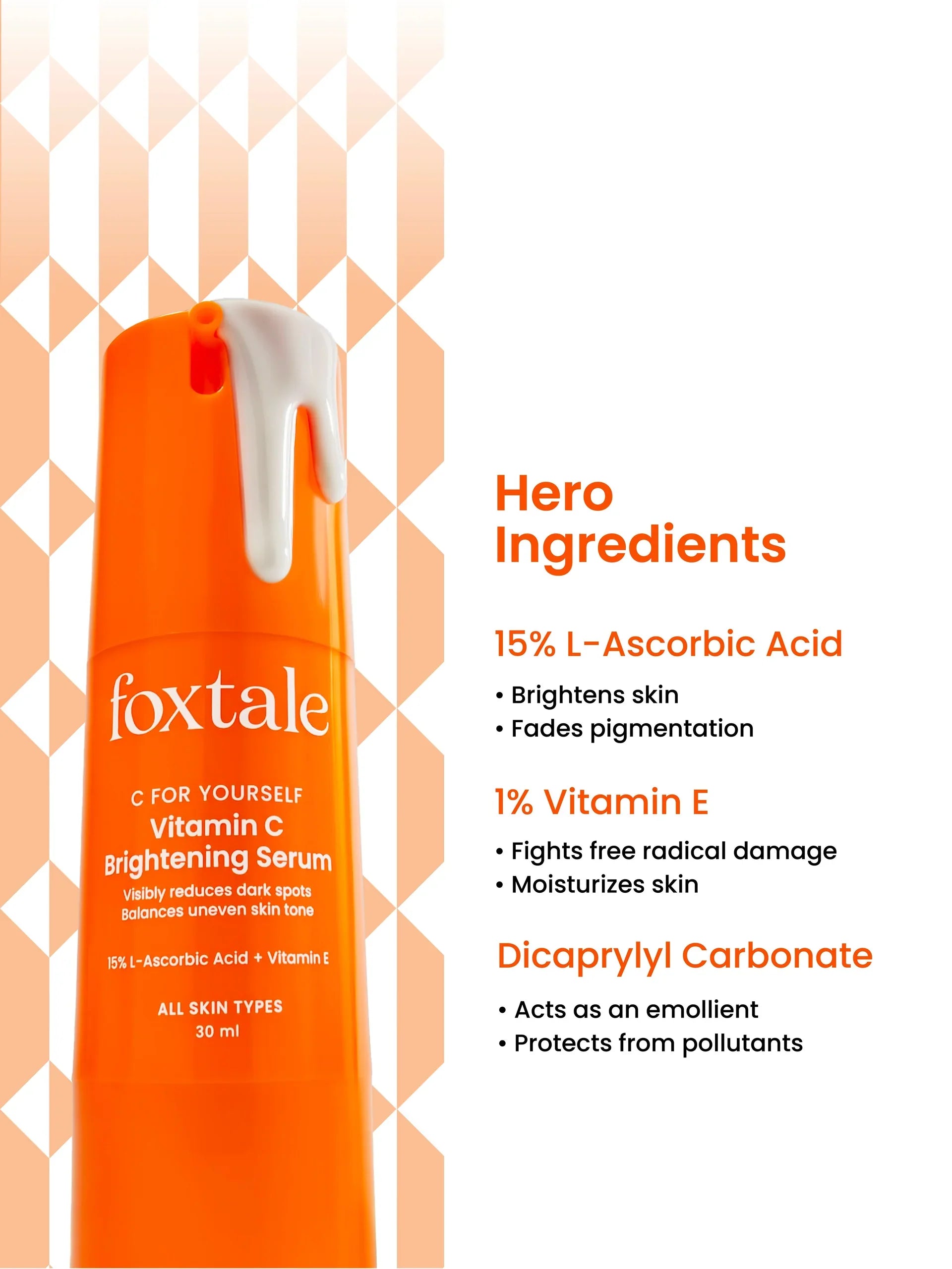 Foxtale Vitamin C Serum 5 days to brighter skin, 33 days to blemish-free skin | 30 ml - Image 3 - Buy from Indicrest
