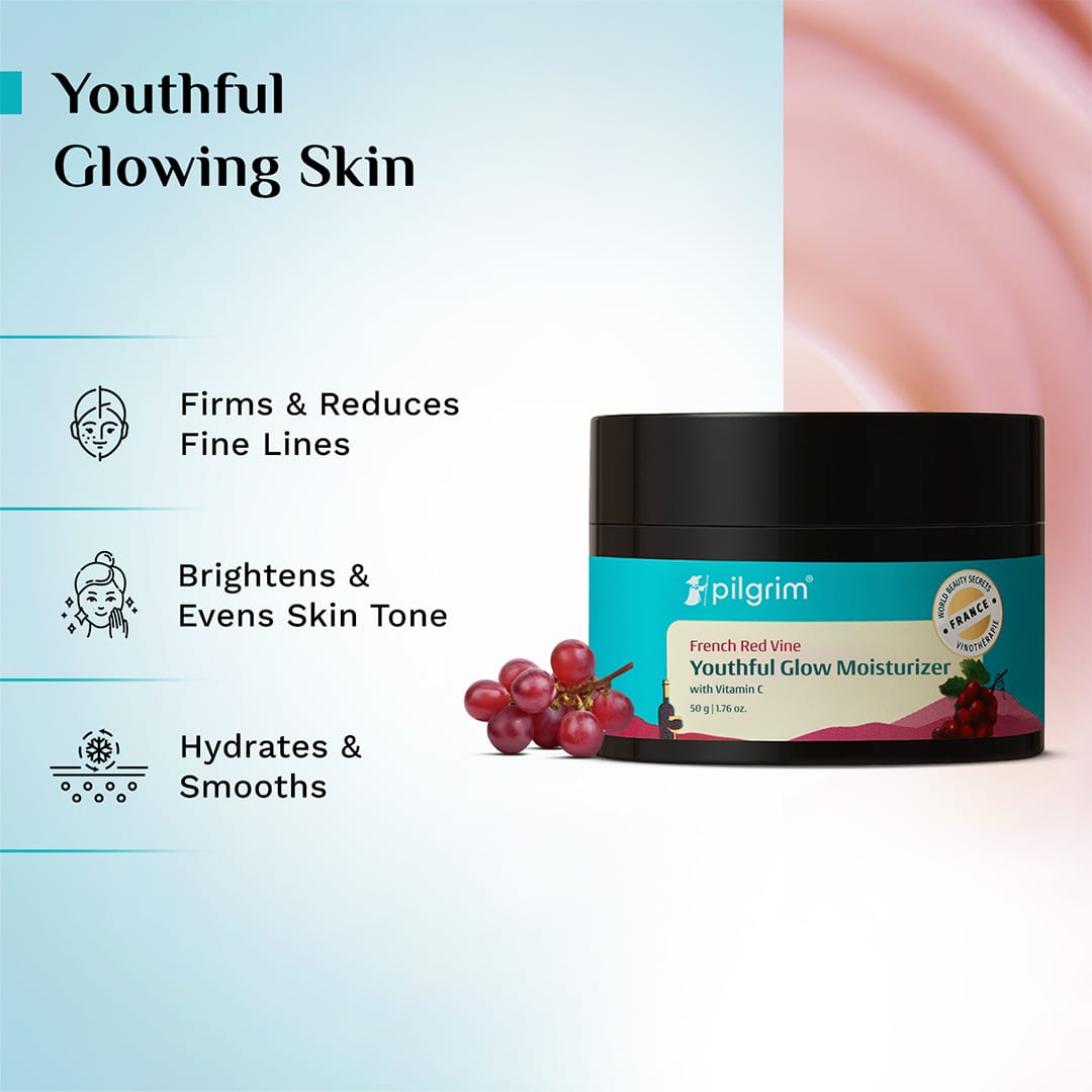 Pilgrim Red Vine Youthful Glow Moisturizer with Vitamin C, 50g - Image 3 - Buy from Indicrest