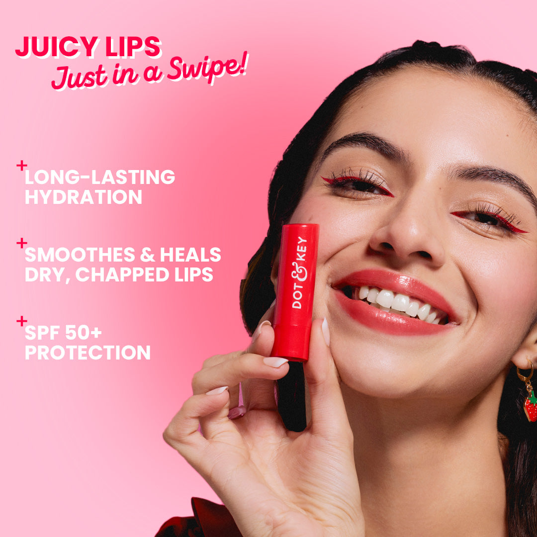 Dot & Key SPF 50+ Barrier Repair Hydrating Lip Balm, Strawberry Red