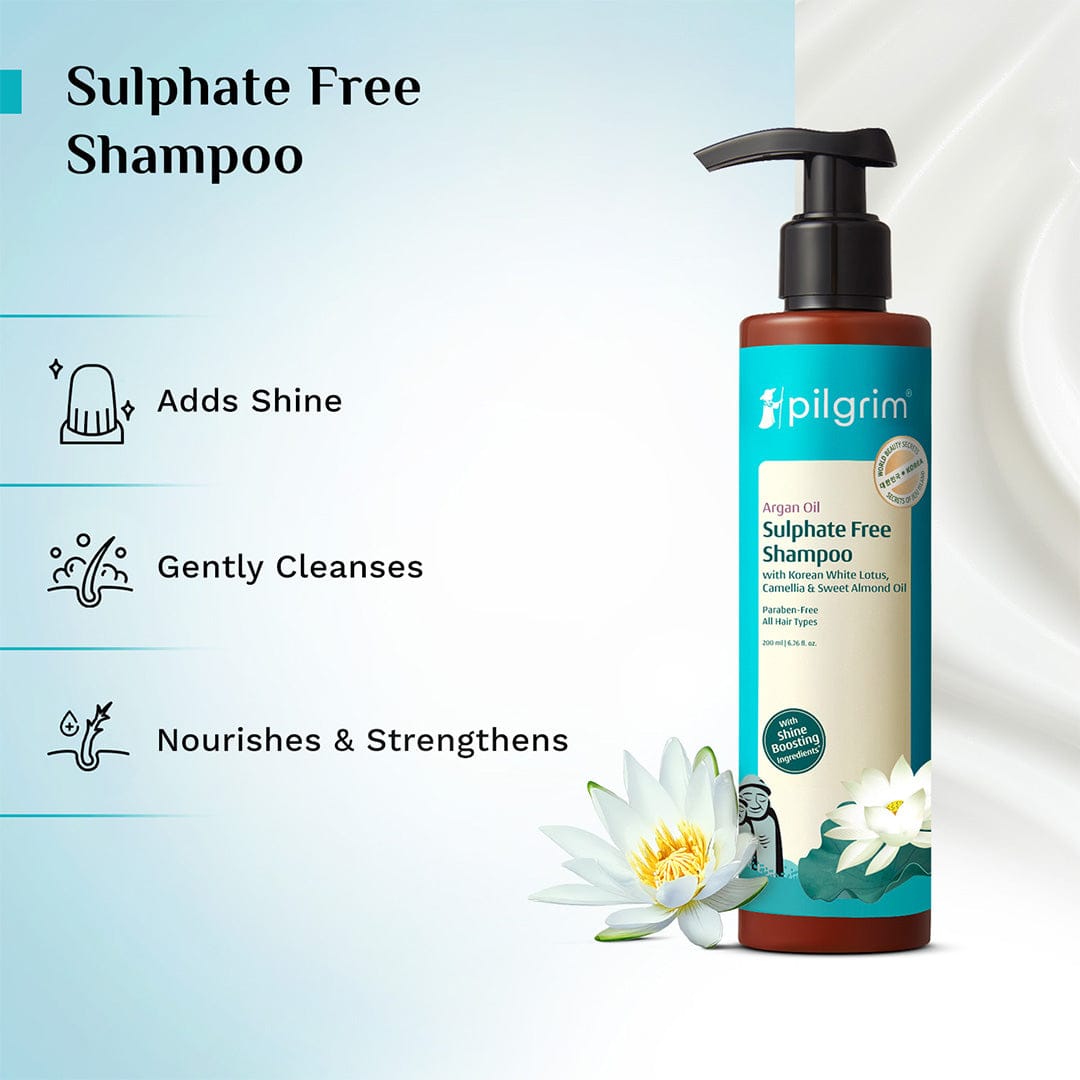 Pilgrim Argan Oil Sulphate Free Shampoo with Korean White Lotus, Camellia & Sweet Almond Oil, 200ml - Image 4 - Buy from Indicrest