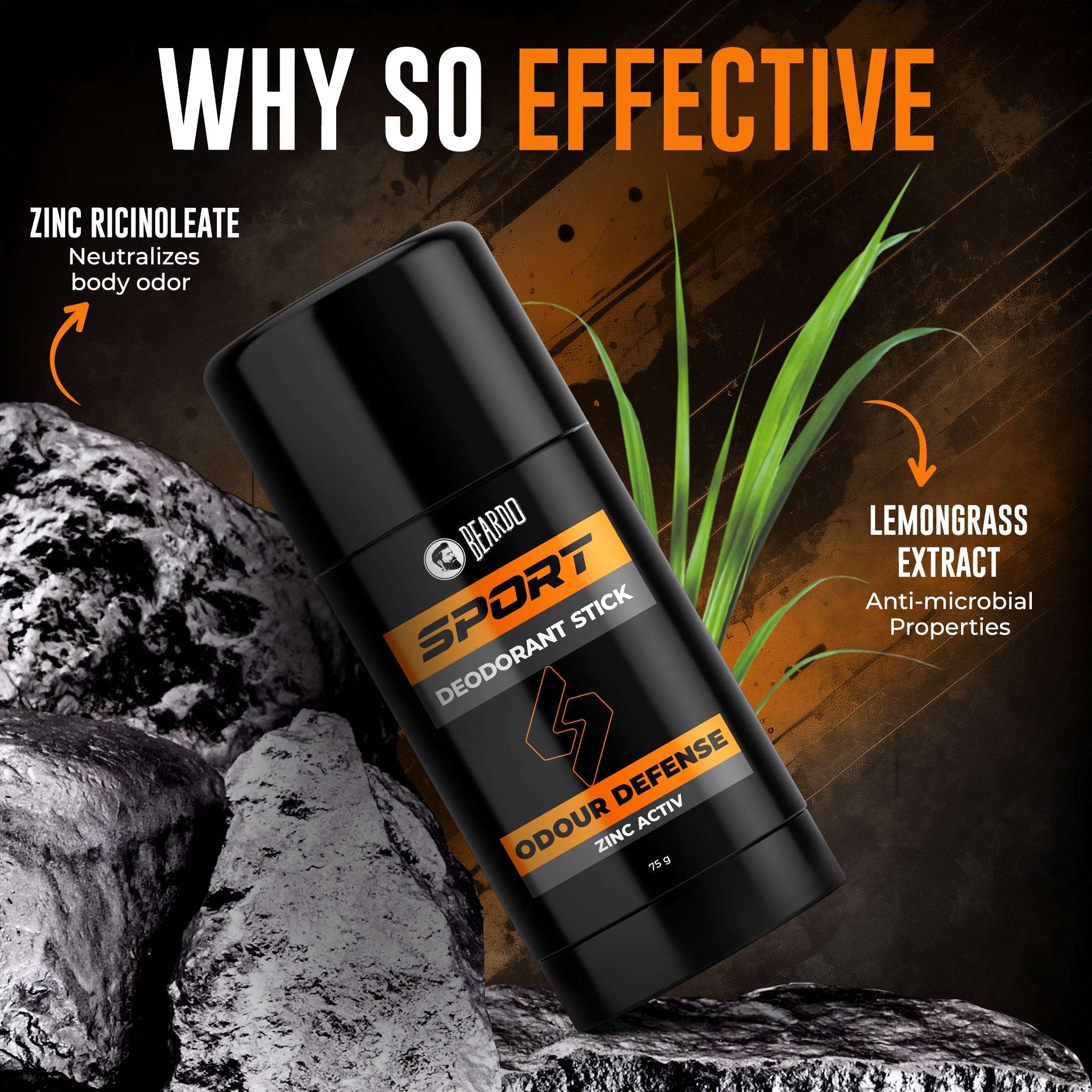 Beardo Sport Deodorant Stick, 75g - Image 3 - Buy from Indicrest