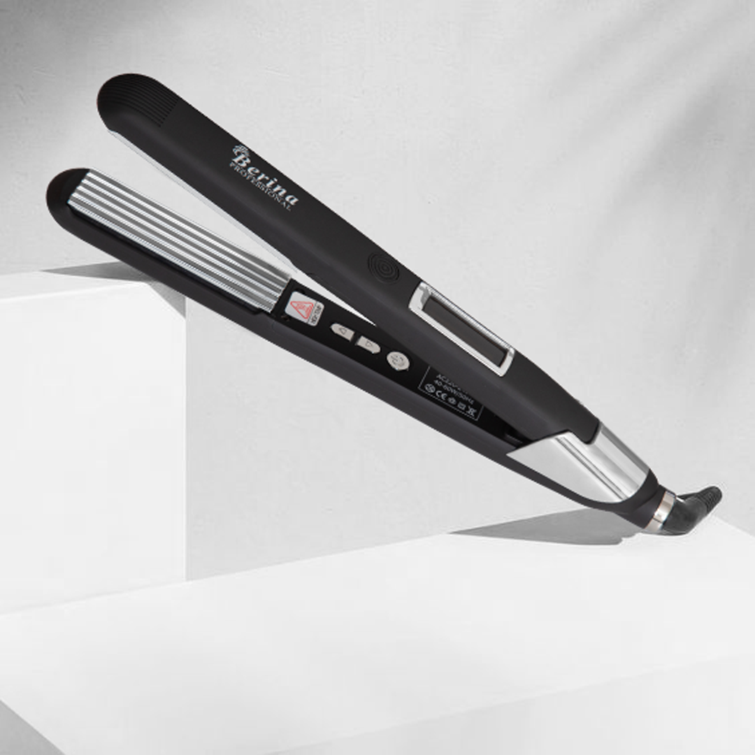 Berina Professional Silver Titanium Shine Crimper BC-168 | Glossy Crimped Texture & Long-Lasting Style, BC-168