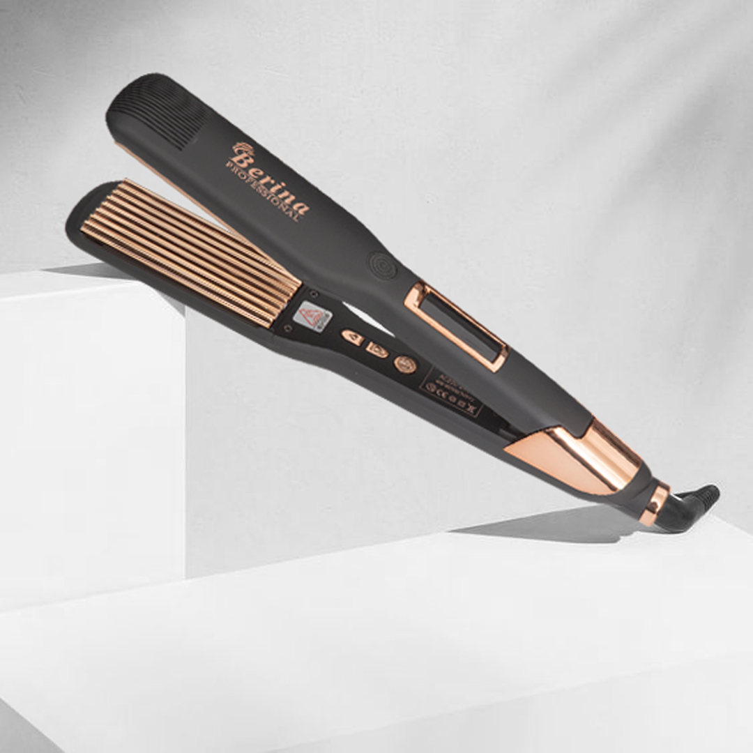 Berina Professional Rose Gold Titanium Wide Plate Crimper BC-178 | Smooth, Sleek Crimps for Thick & Long Hair, BC-178