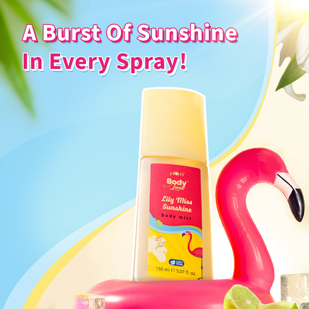 Plum Lily Miss Sunshine Body Mist by Plum BodyLovin' | Long Lasting | Travel-Friendly | Fruity-Floral Fragrance | Perfume Body Spray, 150ml
