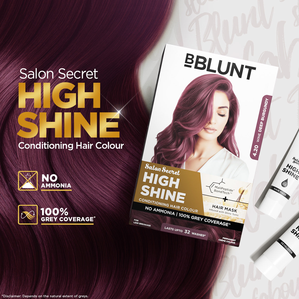 Bblunt High Shine Conditioning Hair Colour, Wine Burgundy Shade 4.20 - Image 3 - Buy from Indicrest