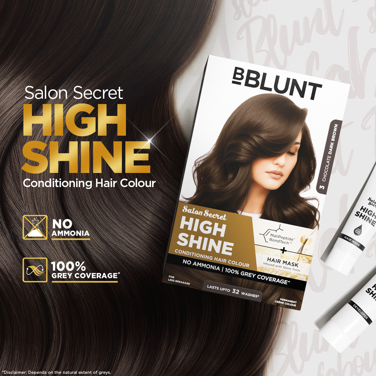 Bblunt High Shine Conditioning Hair Colour Chocolate Dark Brown Shade 3, 130g - Image 3 - Buy from Indicrest