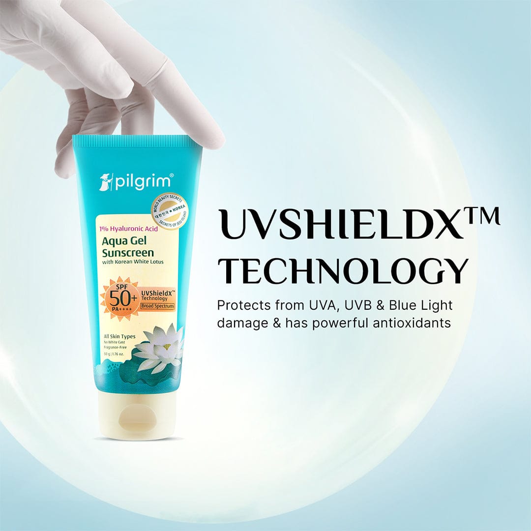 Pilgrim 1% Hyaluronic Acid Aqua Sunscreen Gel SPF 50 PA++++, 50g - Image 3 - Buy from Indicrest