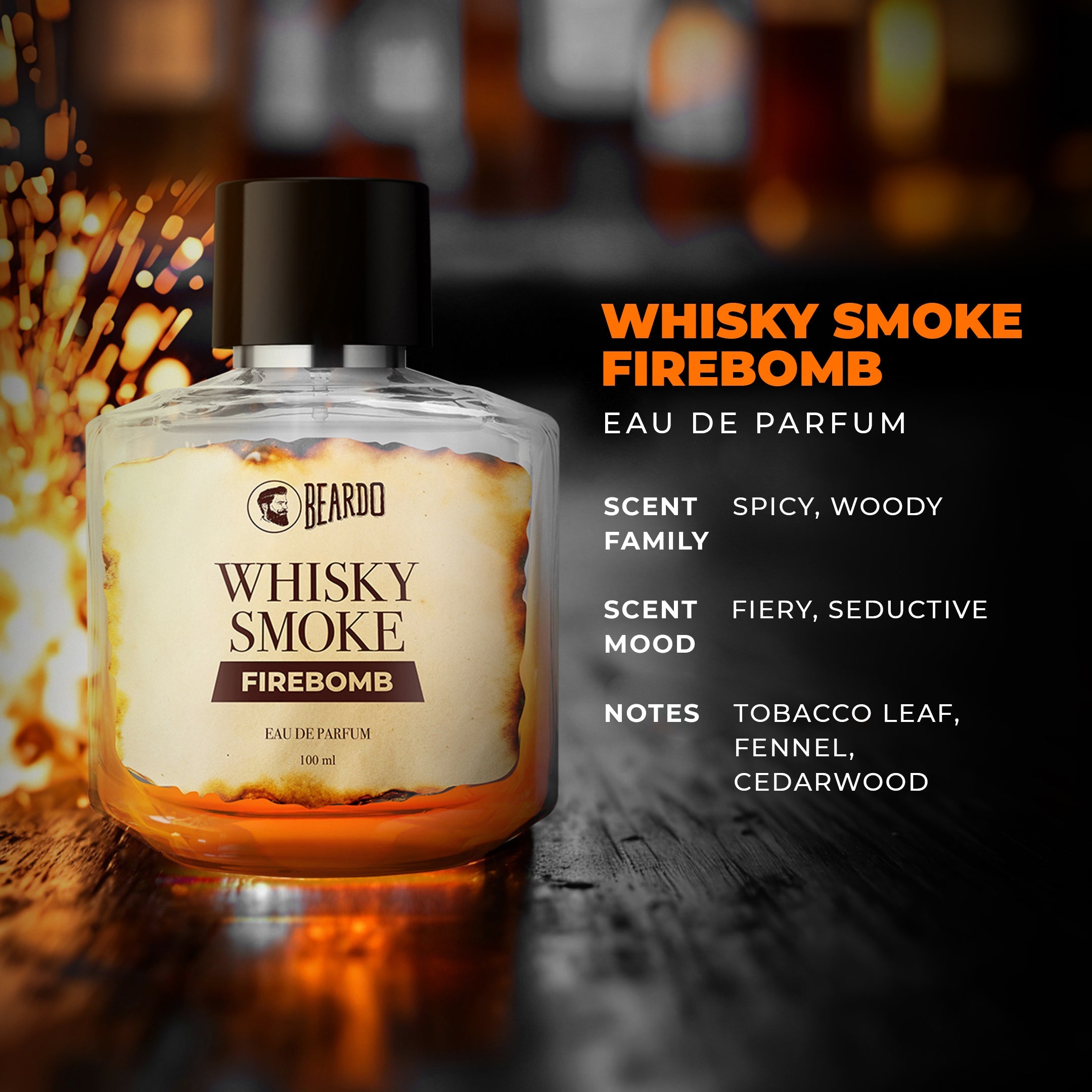 Beardo Whisky Smoke Firebomb Perfume EDP, 100ml - Image 3 - Buy from Indicrest