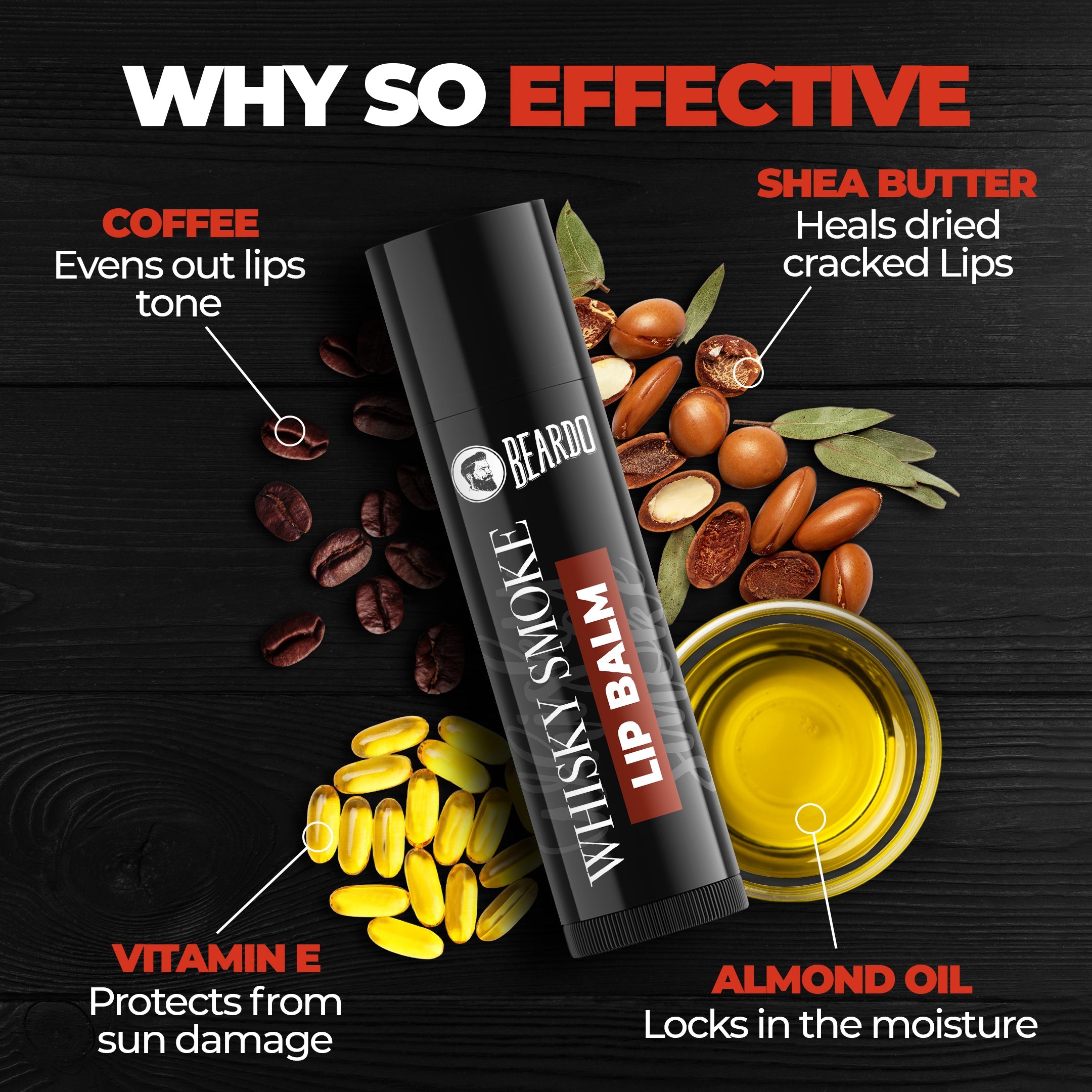Beardo Whisky Smoke Lip Balm, 4g - Image 3 - Buy from Indicrest