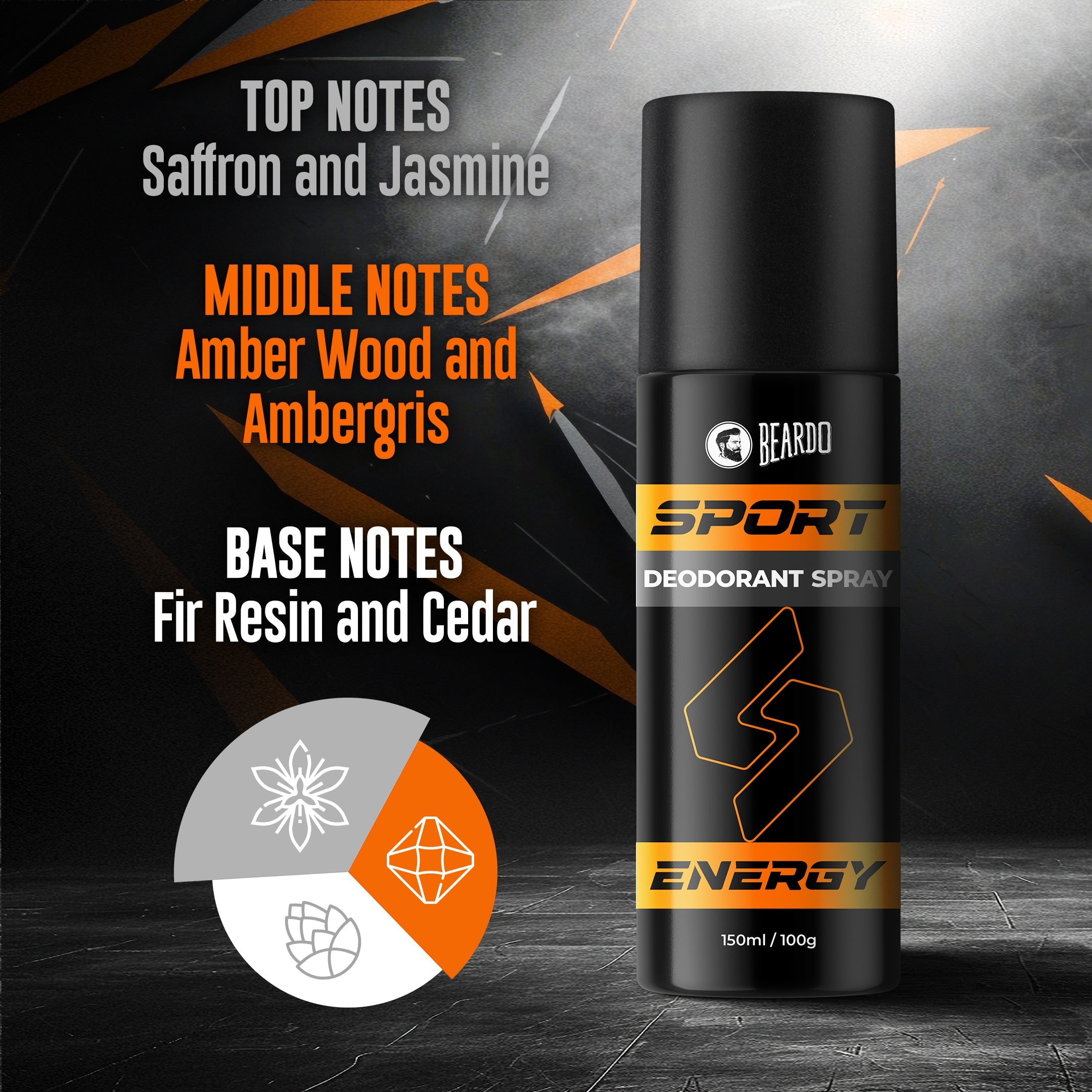 Beardo Sport Energy Deodorant Spray 150ml - Image 3 - Buy from Indicrest