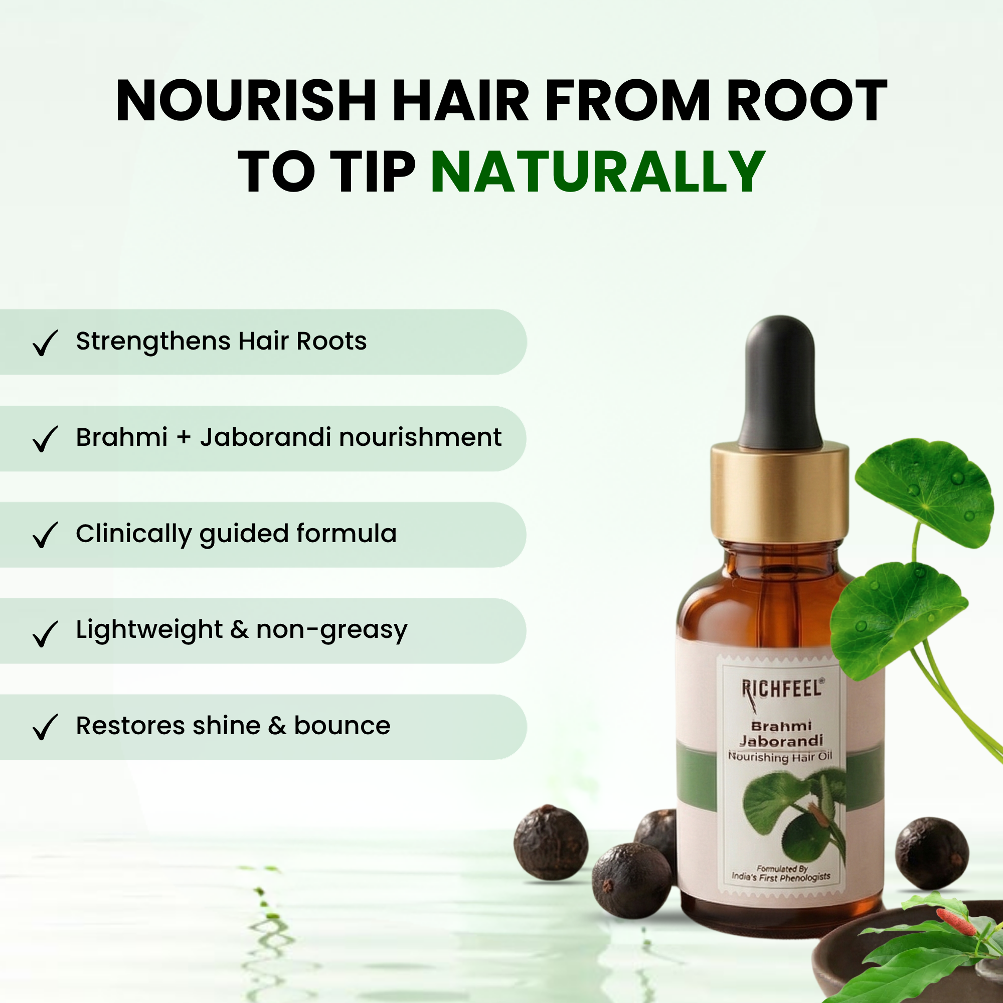Richfeell Brahmi Jaborandi Hair Oil 10ML - Image 3 - Buy from Indicrest