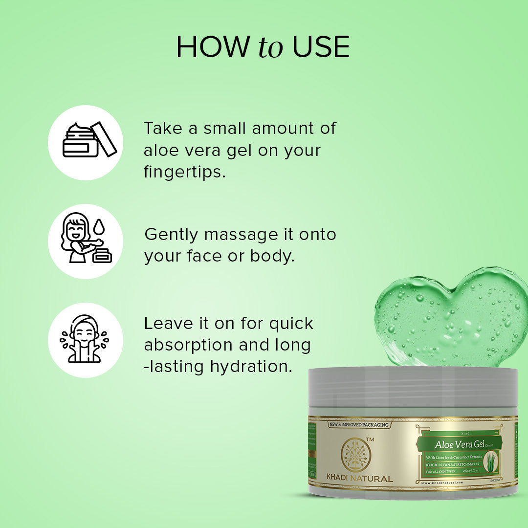 Khadi Natural Aloe Vera (Green) Facial Massage Gel With Licorice & Cucumber Extracts - Fresh & Hydrated - 200gm - Image 4 - Buy from Indicrest
