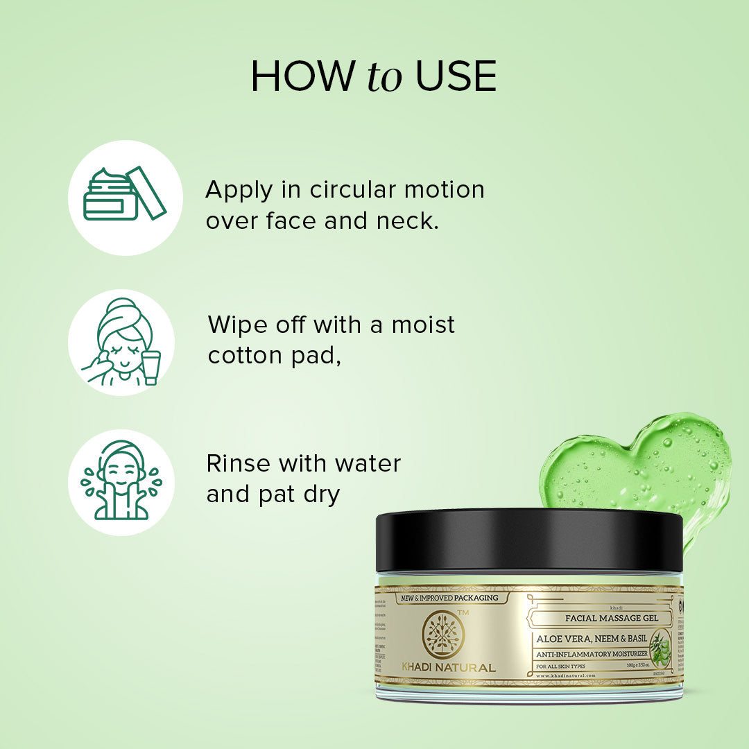 Khadi Natural Alovera Neem & Basil Face Massage Gel - 100gm - Image 4 - Buy from Indicrest
