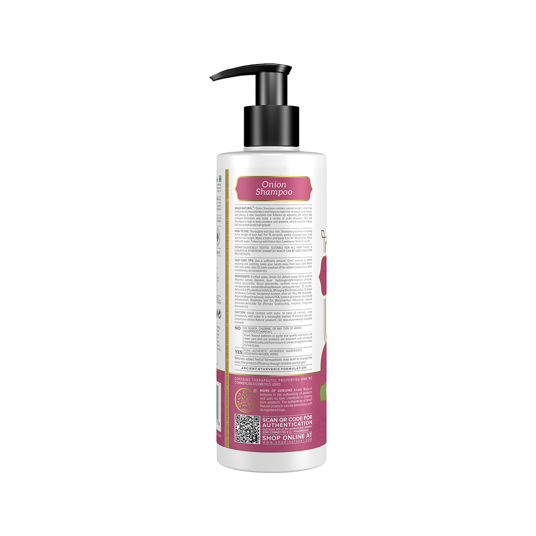 Khadi Natural Onion Shampoo For Hair Fall Control SLS & Paraben Free – 650ml - Image 6 - Buy from Indicrest