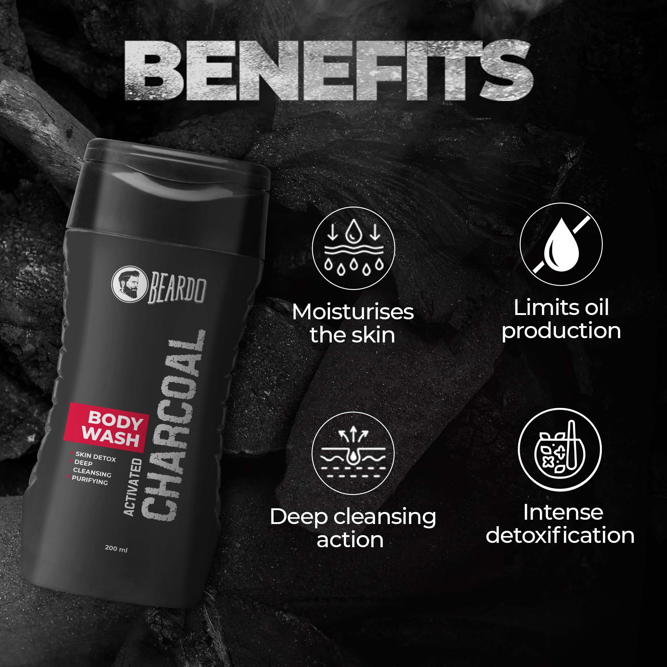 Beardo Charcoal Facewash & Charcoal Bodywash Combo - Image 4 - Buy from Indicrest