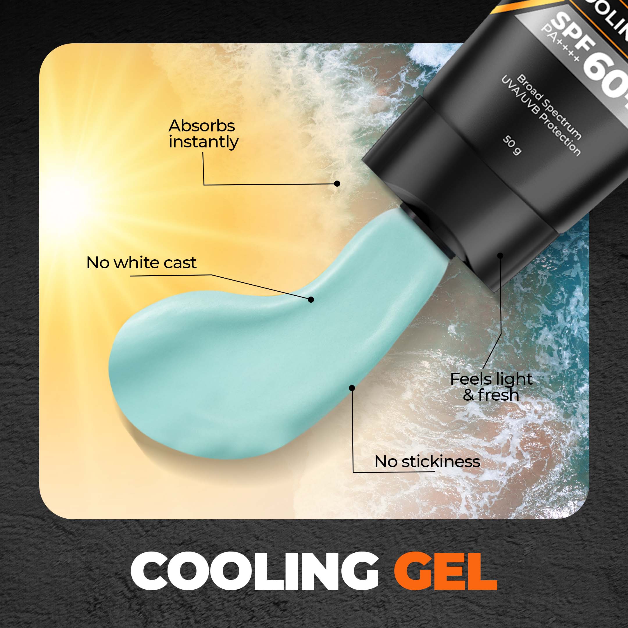 Beardo Max Sunscreen Cooling Gel SPF 60+ PA++++, 50g - Image 3 - Buy from Indicrest