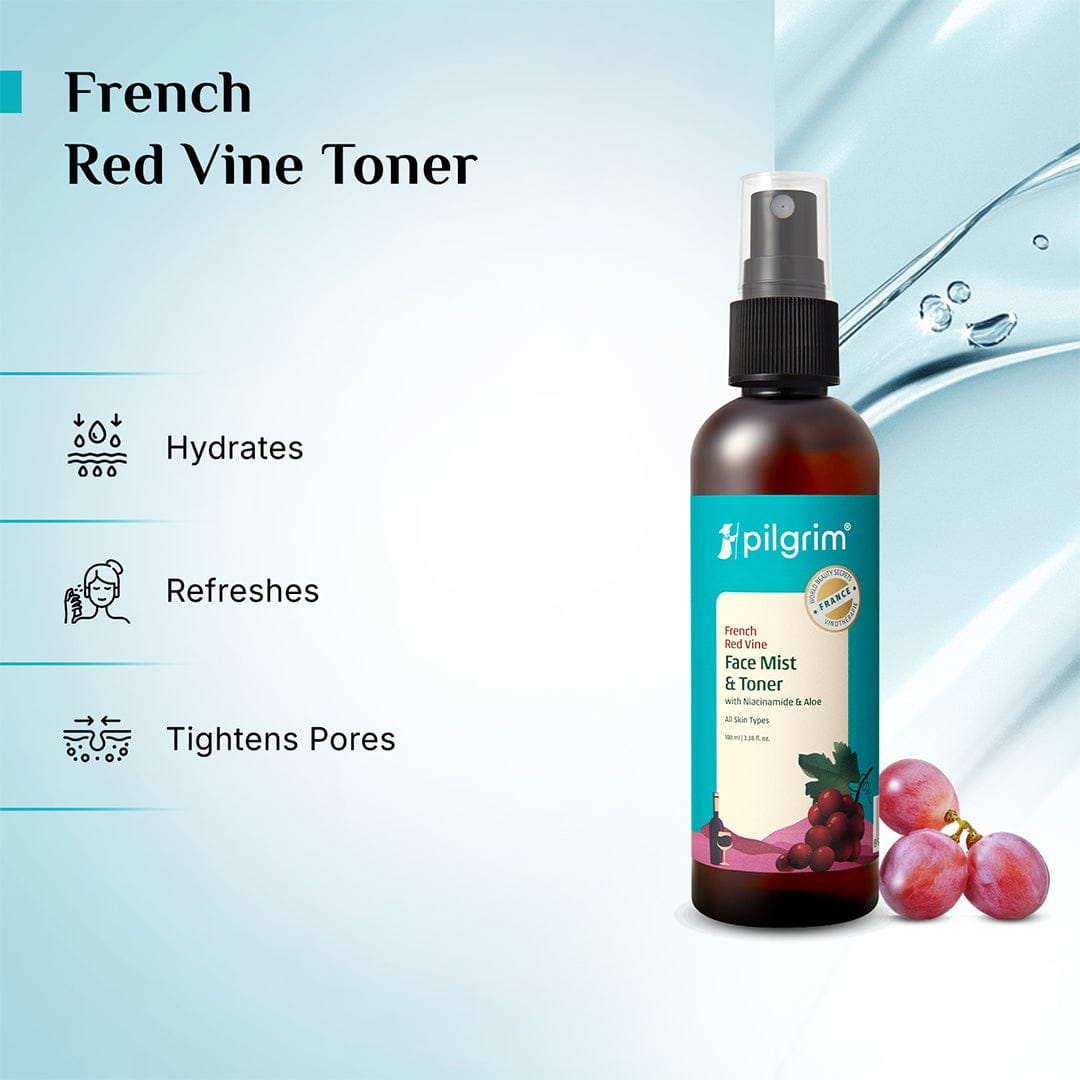 Pilgrim Red Vine Face Mist & Toner with Niacinamide (Vit. B3) & Aloe, 100ml - Image 3 - Buy from Indicrest