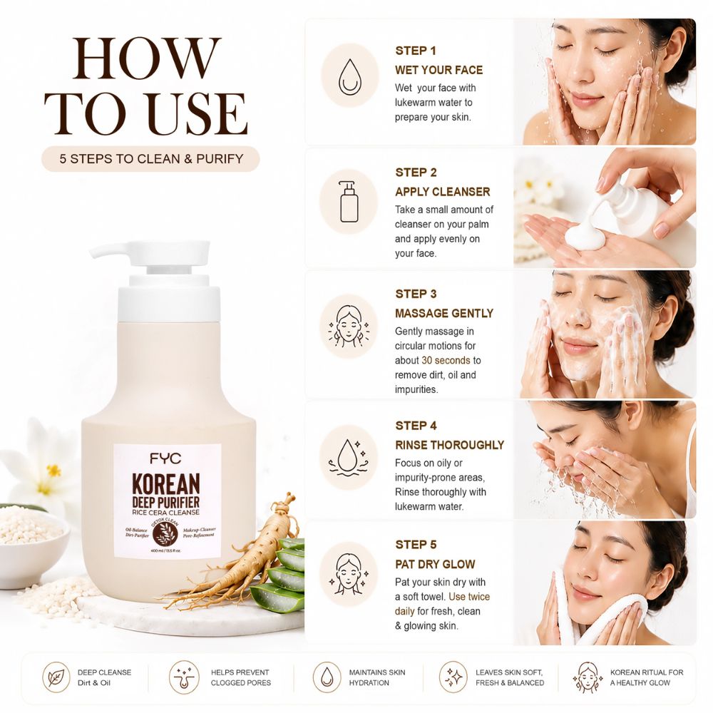 fyc-professional-korean-deep-purifier-face-cleanser-with-rice-water-ginseng-oil - Image 4 - Buy from Indicrest