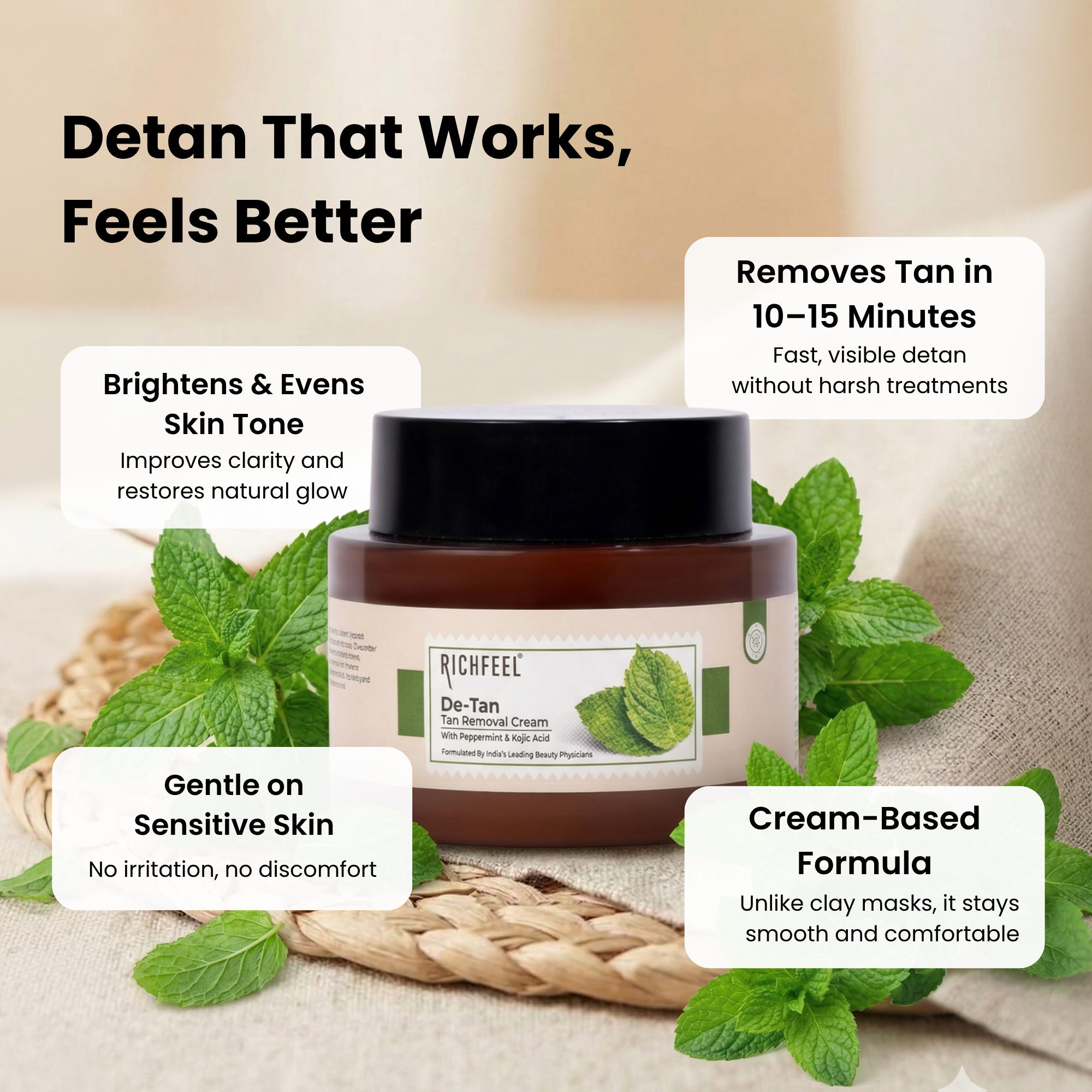 De-Tan Cream | Brightens & Evens Skin | Kojic Acid & Alpha Arbutin | 100g - Image 4 - Buy from Indicrest
