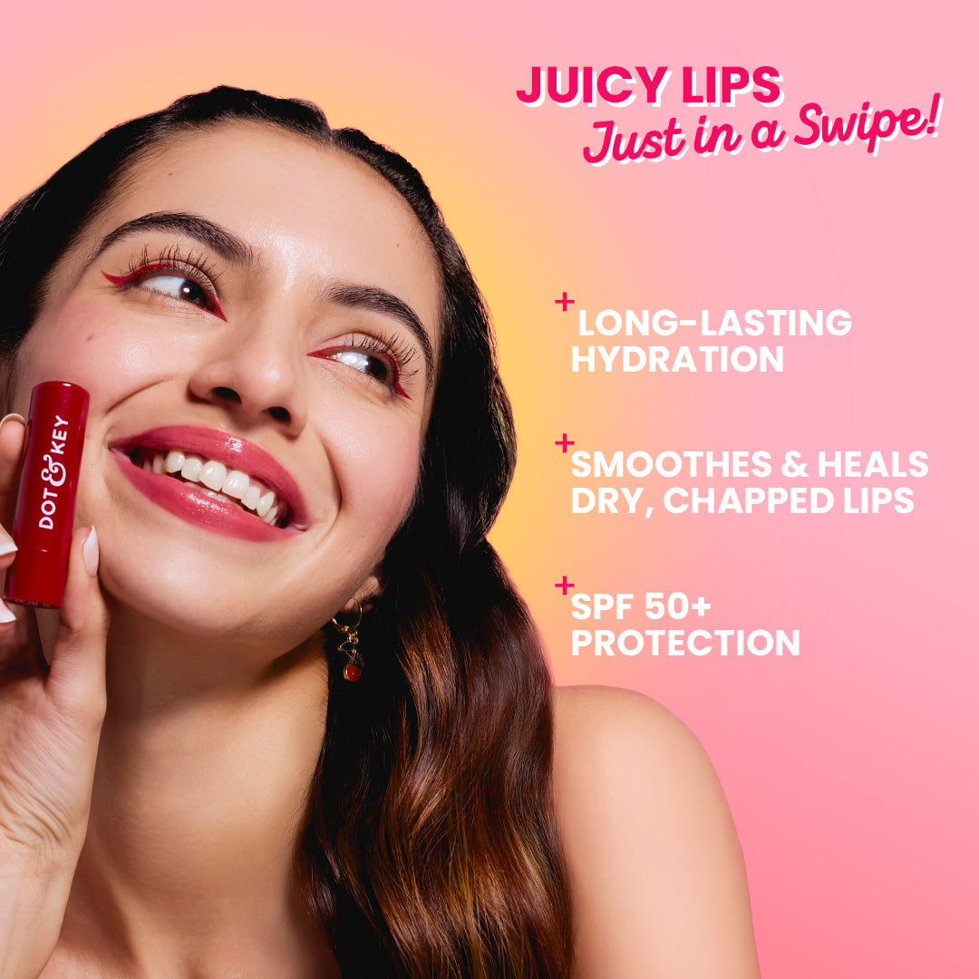 Dot & Key SPF 50+ Barrier Repair Hydrating Lip Balm, Cherry Crimson