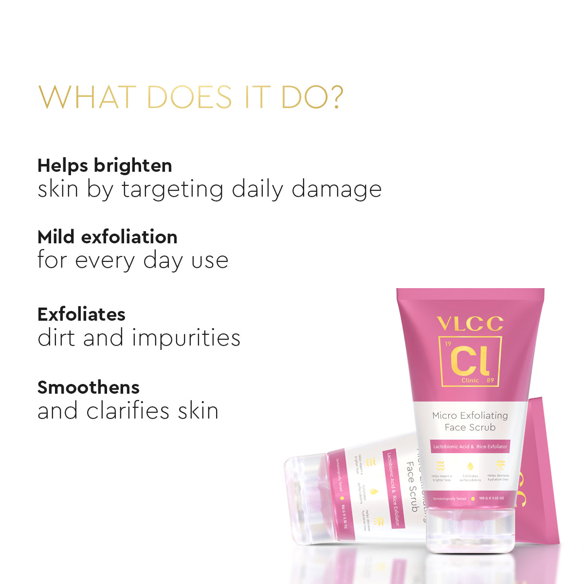 VLCC Micro Exfoliating Face Scrub - 100 g - With Lactobionic Acid and Rice Exfoliator - Image 3 - Buy from Indicrest