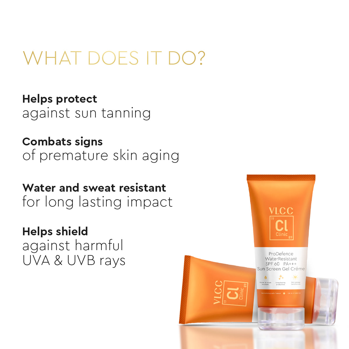 VLCC ProDefence Water Resistant SPF 60 PA+++ Sunscreen Gel Crème -100 g - Image 3 - Buy from Indicrest