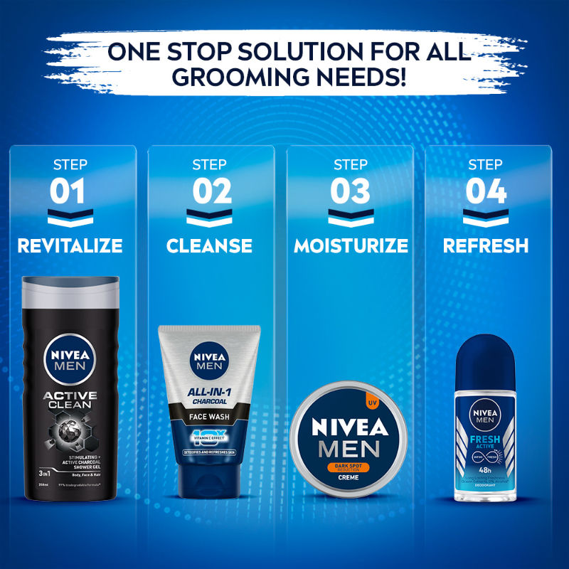 Nivea MEN Face Wash, All in 1 Charcoal, to Detoxify & Refresh Skin with 10x Vitamin C Effect, 100g Buy at Indicrest Image 8