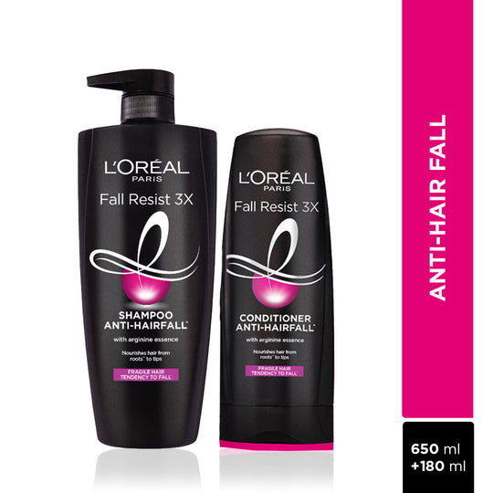 L'Oreal Paris Fall Resist 2 Step Combo for Hair Fall Control - Shampoo, 650ml + Conditioner, 180ml, 2 pieces Buy at Indicrest