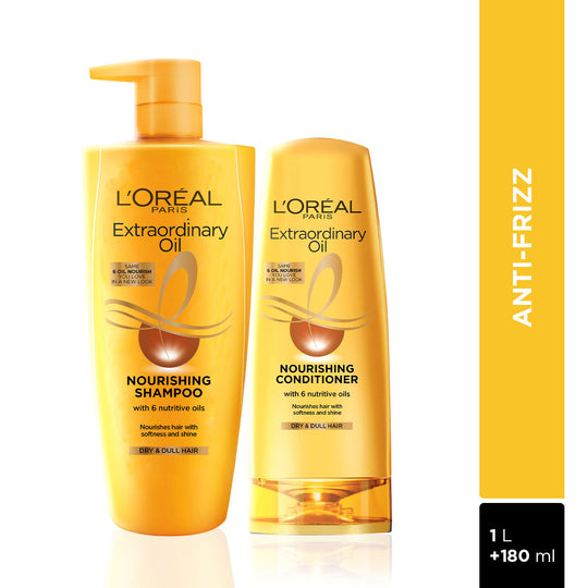 L'Oreal Paris Extraordinary Oil 2 Step Anti-Frizz Combo - Shampoo, 1000ml + Conditioner, 180ml, 2 pieces Buy at Indicrest