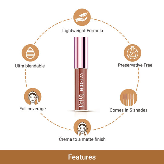 Lotus Herbals Ecostay Insta Hide Creme Concealer, Concealer Peach Corrector, 7g