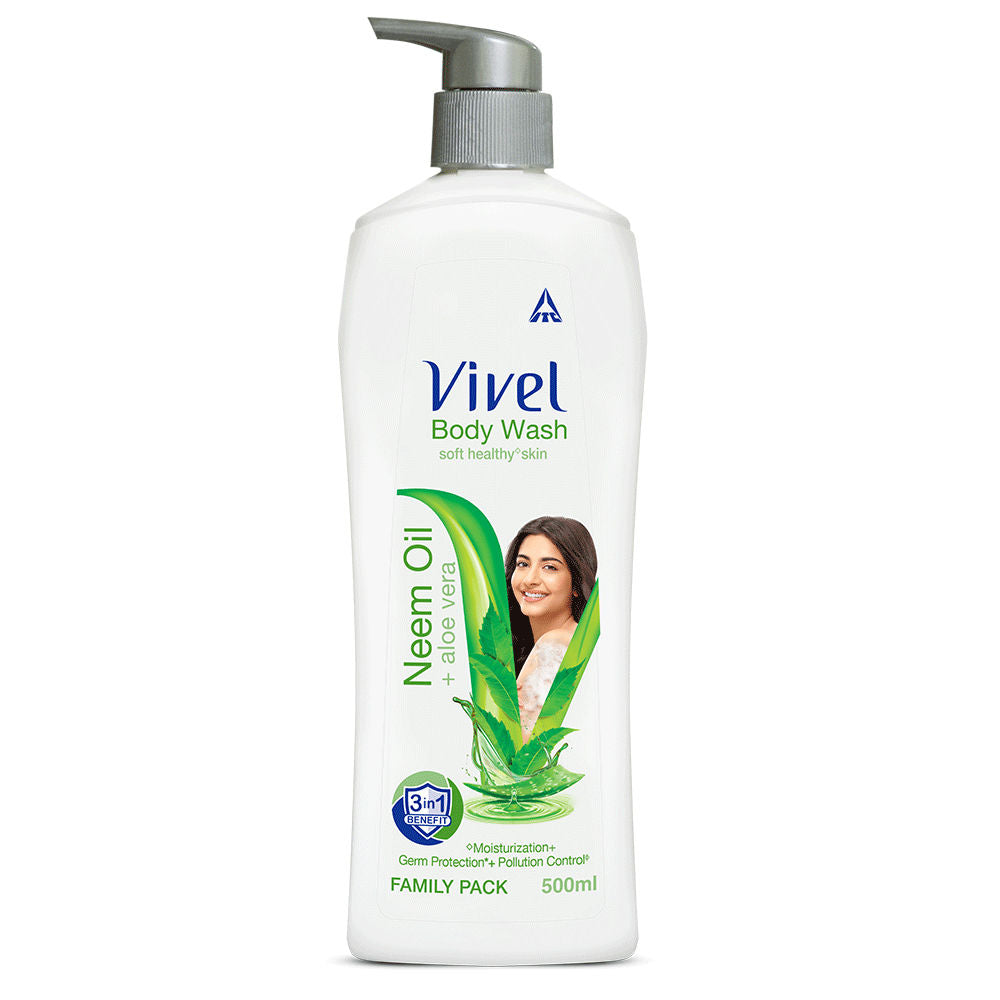 Vivel Germ Protection Purifying Body Wash Neem Oil & Aloe Vera Pump Bottle Shower Gel, 500ml Buy at Indicrest