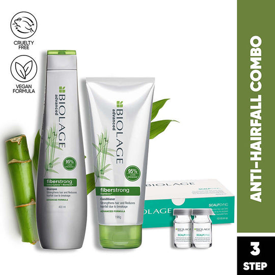 Biolage Fiberstrong 3-Step Regime, 12X Strength In Weak Hair,Shampoo + Conditioner + Aminexil Combo, 3 pieces Buy at Indicrest
