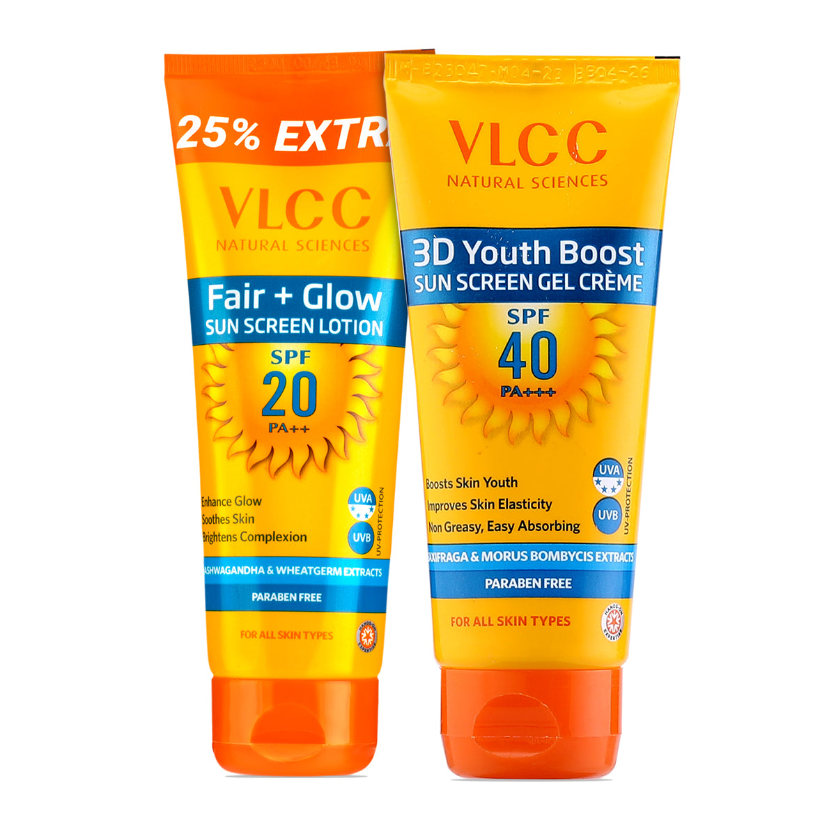 VLCC Fair+Glow SPF 20 and 3D Youth Boost SPF 40 PA +++ Sunscreen - Buy from Indicrest