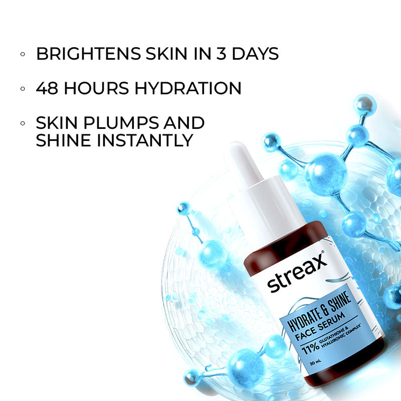 Streax Hydrate & Shine Face Serum With 11% Hyaluronic Acid Complex For Brightening, 48 Hr Hydration, 30ml Buy at Indicrest Image 7