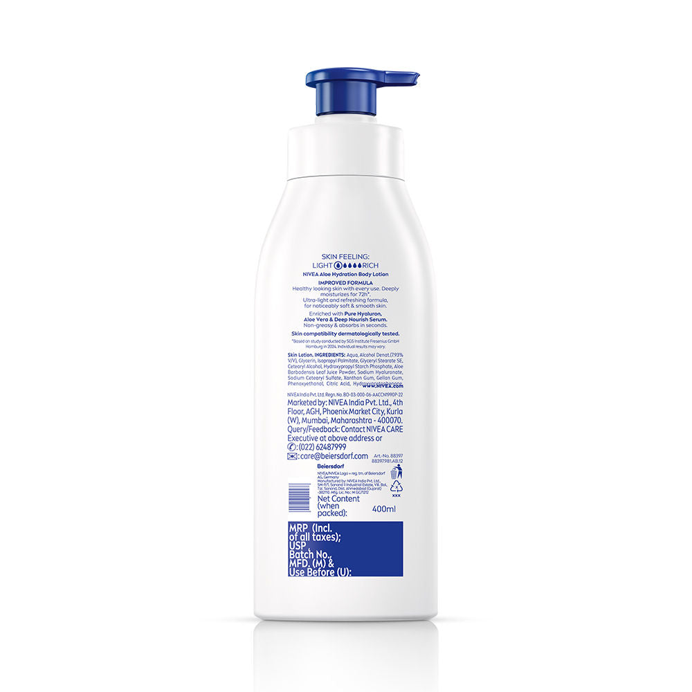 Nivea 100% NATURAL ALOEVERA Body lotion- 5 in 1 COMPLETE CARE for 72H Refreshing moisturization, 400ml Buy at Indicrest Image 9