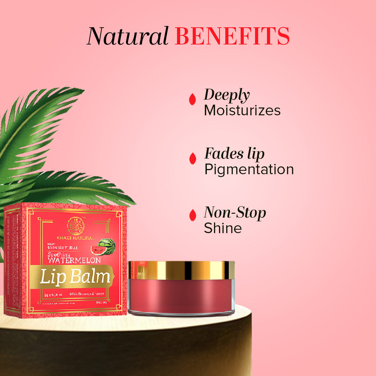 Khadi Natural Watermelon Lip Balm - 5gm - Image 2 - Buy from Indicrest